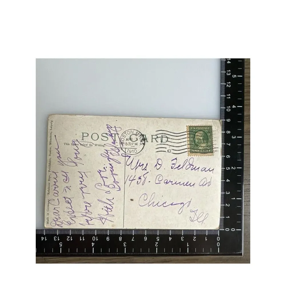 Antique 1910 Litho Ephemera Postcard North Church Boston Mass. Colored Reichner